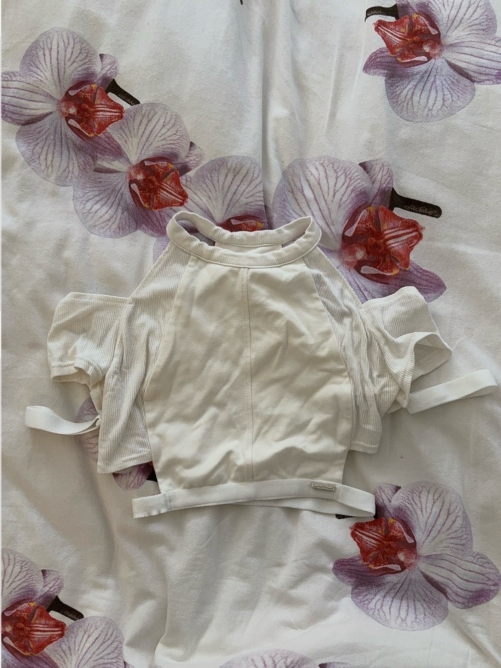 White Kalftine cutout halter tee